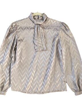 1980'S VINTAGE SILVER/GRAY SECRETARY BLOUSE